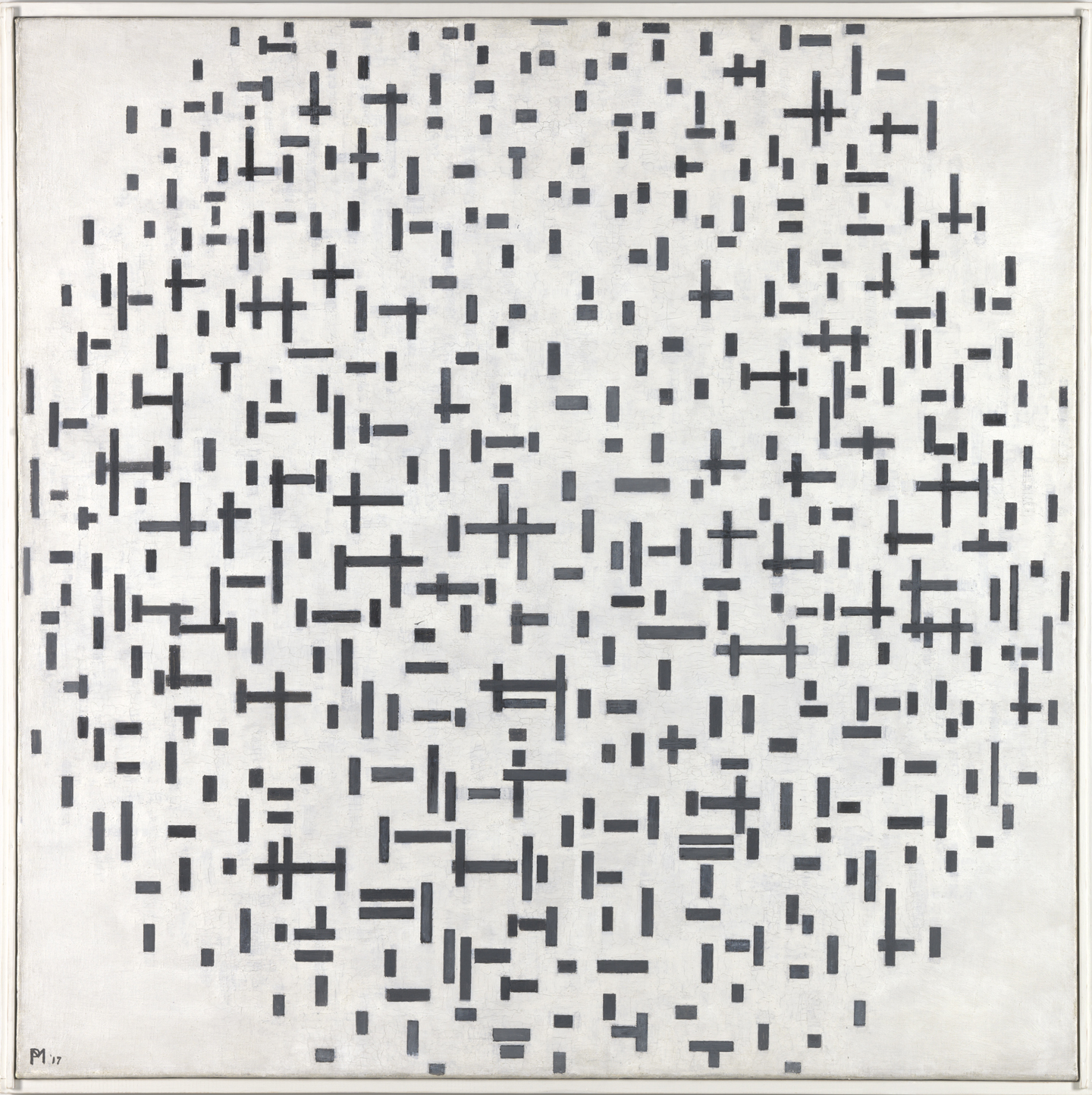 Piet Mondrian, Composition in line, second state, 1916-1917. © Collection Kröller-Müller Museum, Otterlo. Courtesy: Collection Kröller-Müller Museum, Otterlo